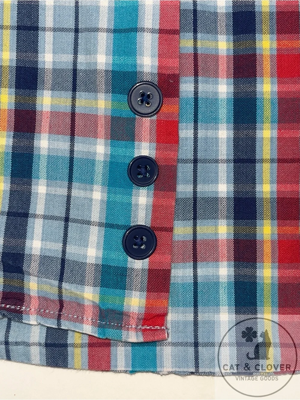 Gymboree 90s Rainbow Tag Plaid Long Sleeve Button Down Boys Shirt Large